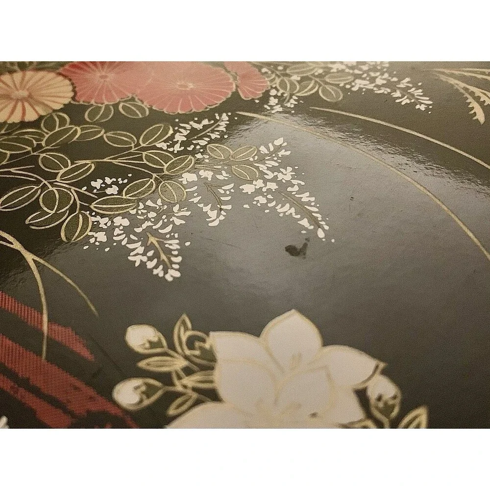 VINTAGE JAPANESE YAMANAKA LACQUERWARE CHRYSANTHEMUM ROUND SERVING TRAY 12.5